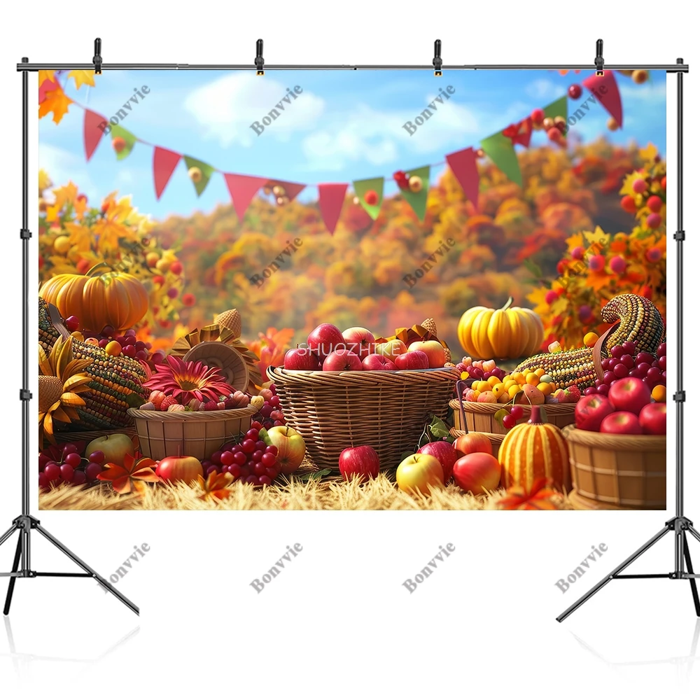 Autumn Forest Backdrop Fall Farm Barn Pumpkin Thanksgiving Harvest Season Maple Baby Portrait Photography Background