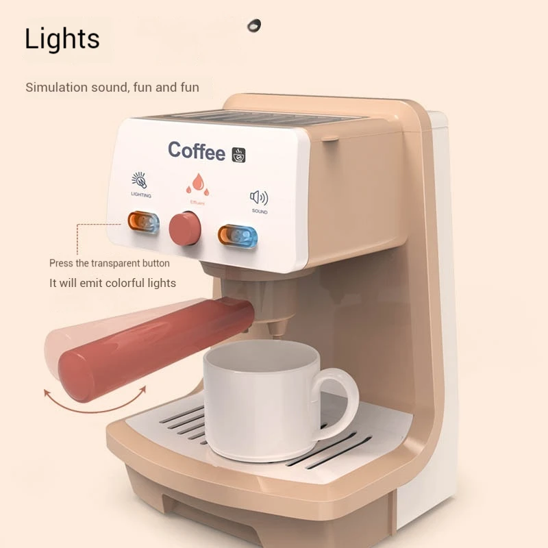 Simulazione Macchina da caffè elettrica con illuminazione e suono Mini elettrodomestici giocattolo Set di giocattoli da cucina per bambini Gioco di ruolo per ragazze