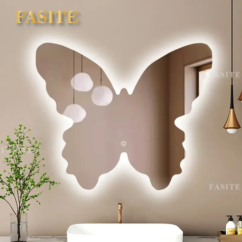 For Butterfly Ultra White Smart LED Mirror Wall Mounted Dressing Mirror with Lamp for Bedroom Bathroom Decorative Vanity