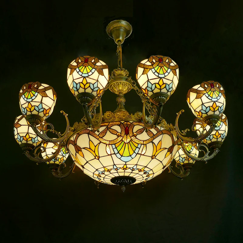 

European and American villa hall hotel lobby living room dining room complex large hanging decoration retro store lamps