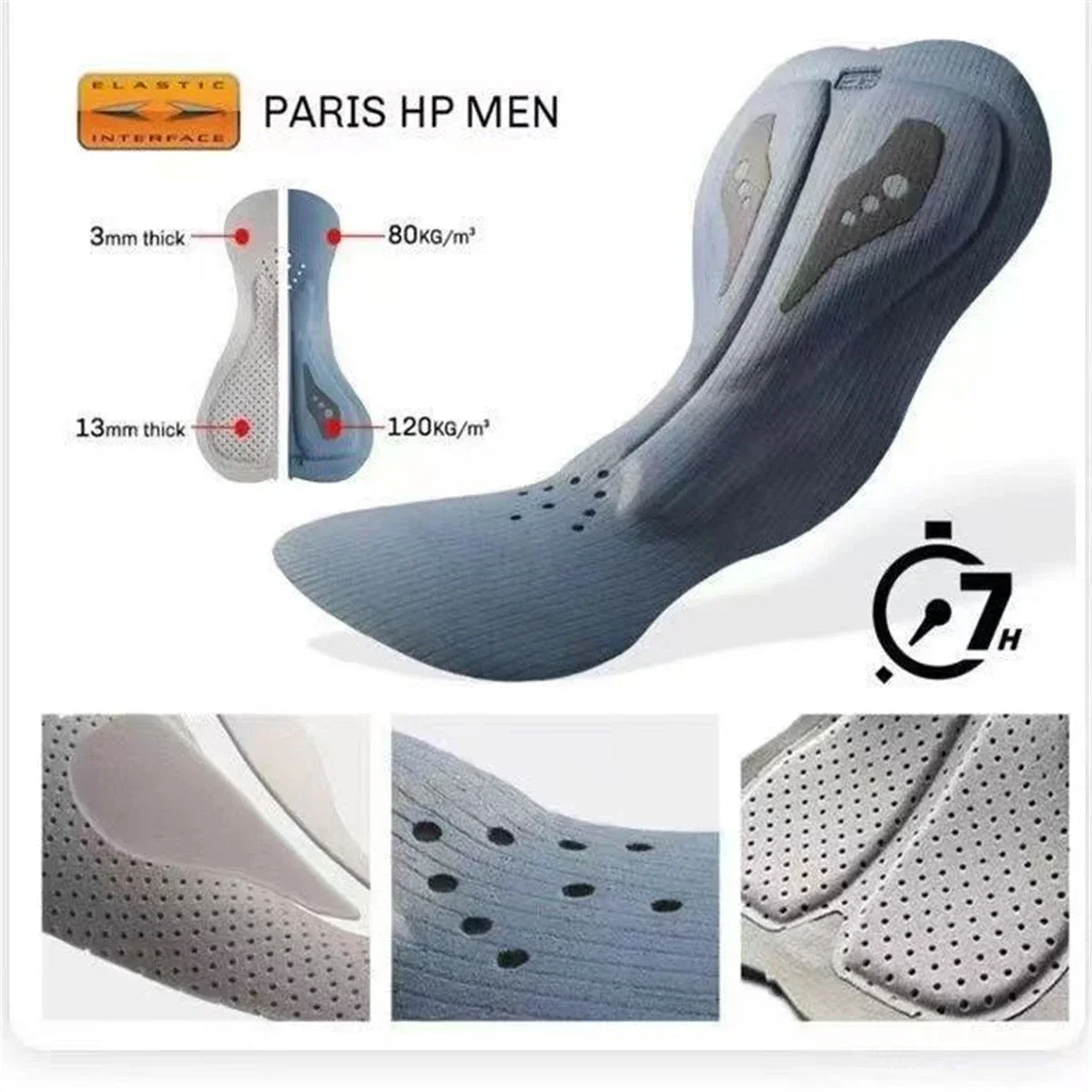 Italienisches Fahrradsitzkissen, Radhose, Sommer und Herbst, schnell trocknend, graues Gel-Pad, Fahrrad-Trägerhose, hochwertige, atmungsaktive lange Strumpfhose