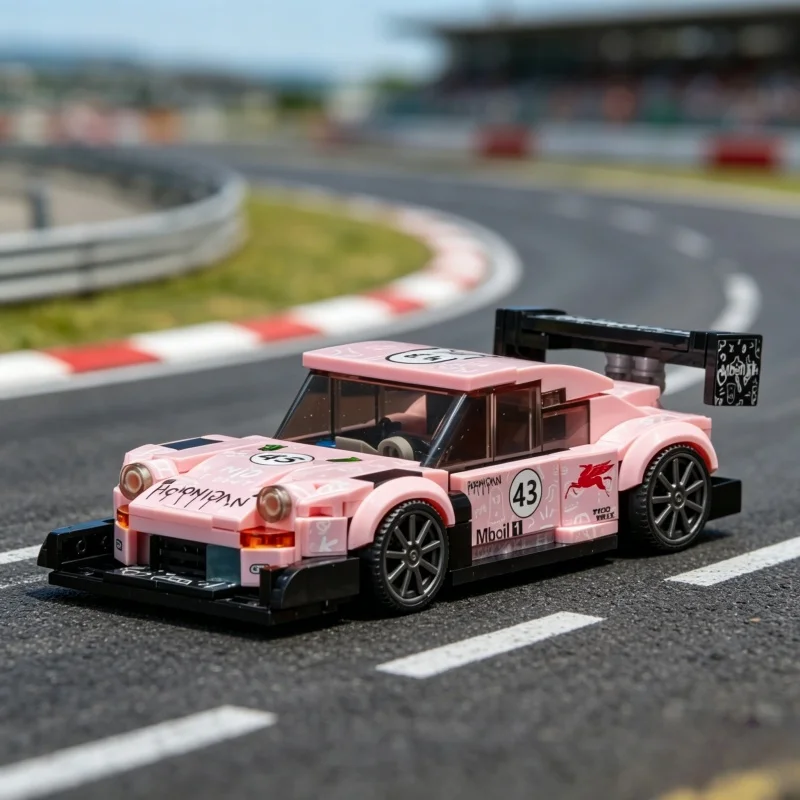 

2026 New 281 Pieces Pink Graffiti Retro Racing Car Building Blocks Collectible Assembled Sports Car Desktop Display Ornament Toy