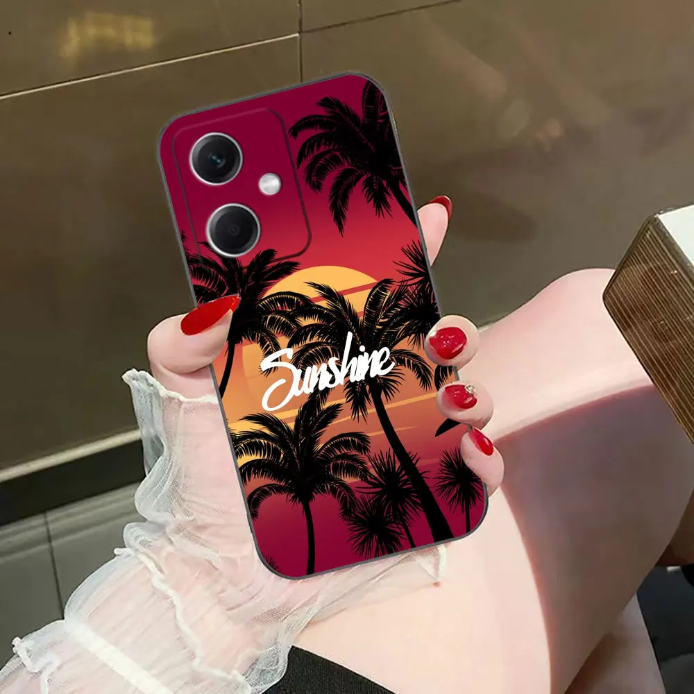 Summer Coconut Tree Phone Case For Redmi NOTE 13 12 12S 11 11T 11S 10 9 9S 8T 8 7 PRO PLUS 4G 5G Silicone Case Funda Shell Capa