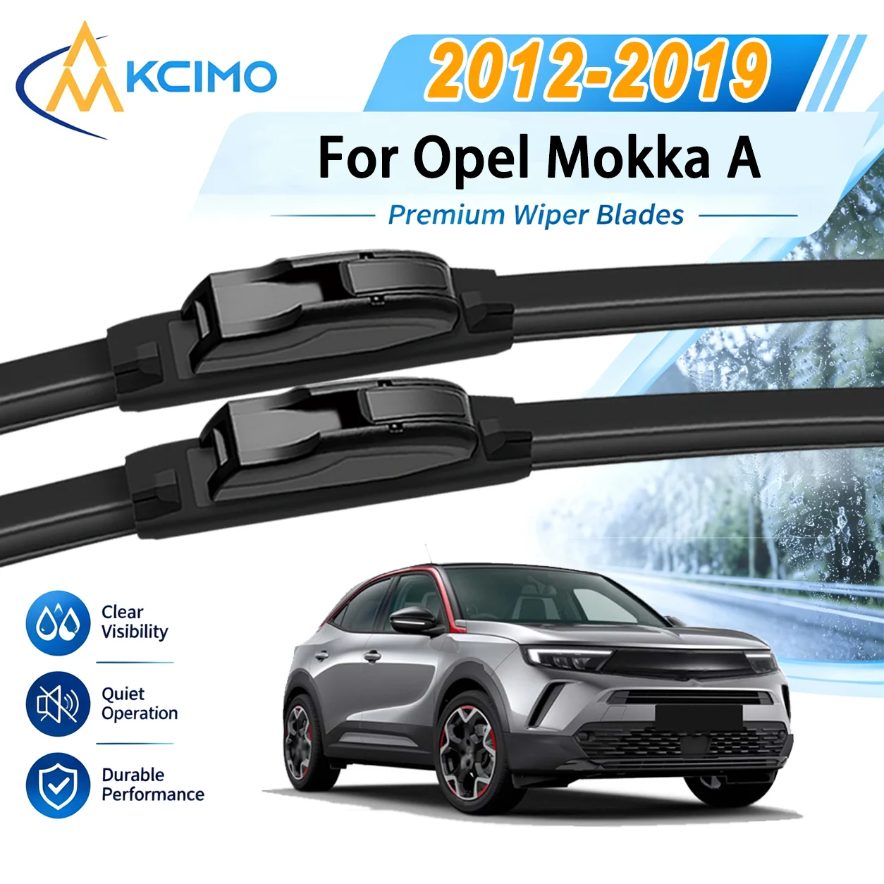For Opel Mokka A J13 2012–2019 Auto Front Windshield Wipers High Steel Frame UV Resistant Silent Replacement Wiper Blades