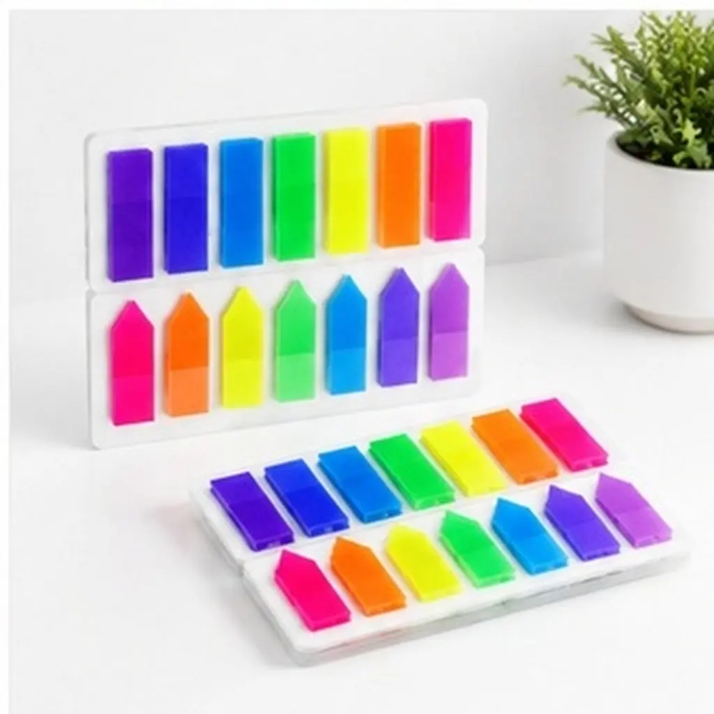 10Pcs Fluorescent Self-Stick Notes Arrow Shaped Colored Index Tabs Neon Page Markers for Highlighting Bookmarks Memo Taking