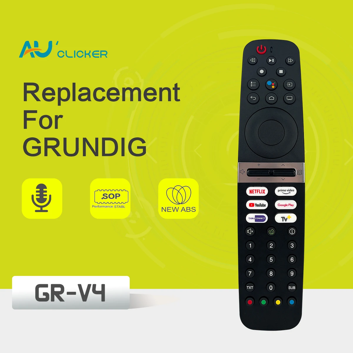 Smart TV Voice Remote Replacement For Grundig Series Smart LED LCD TV