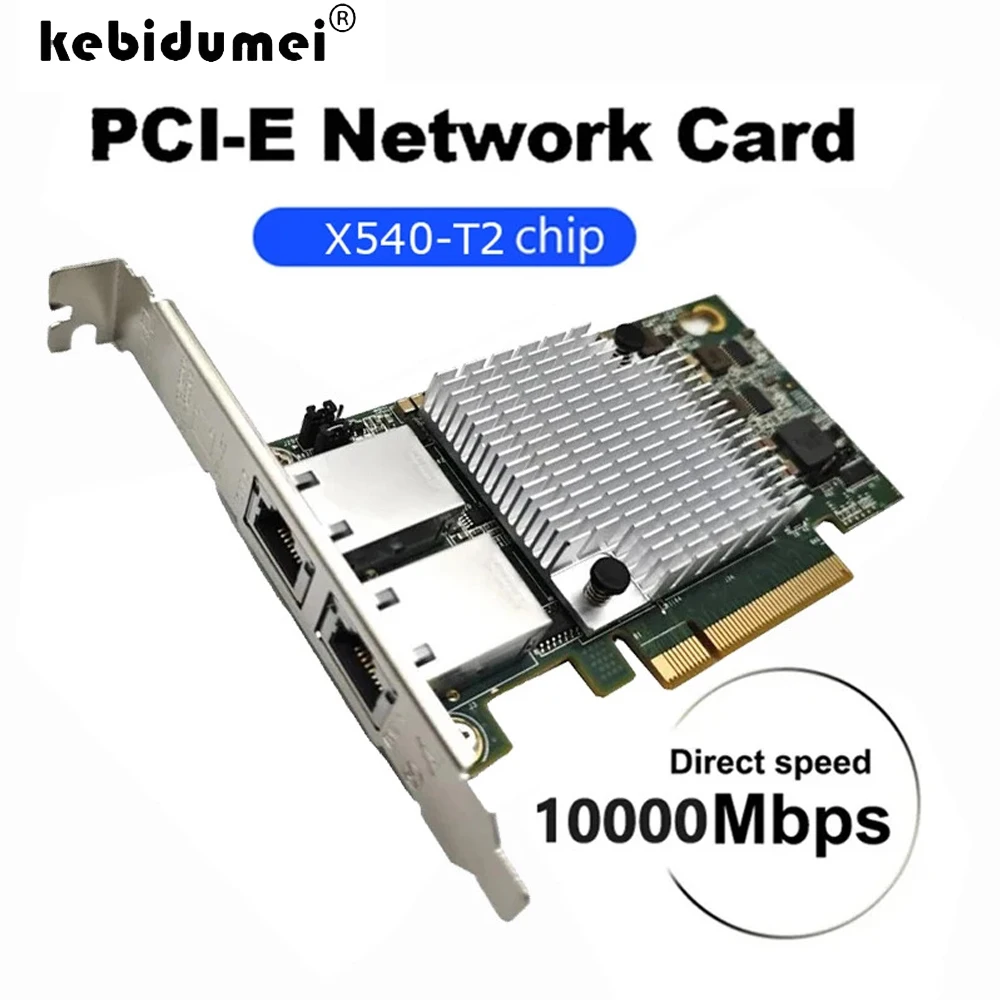 

10Gbps PCIE To RJ45 Network Card X540-T2 Gigabit Ethernet PCI Dual RJ45 Ports Express LAN Adapter 10000Mbps For Desktop Win10/11