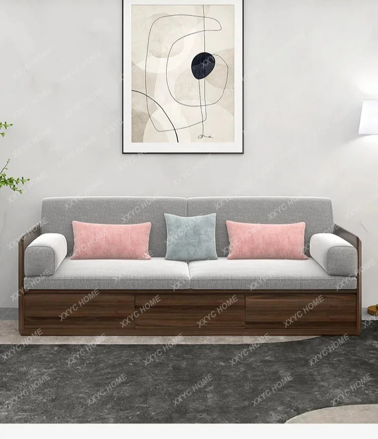 S132 Solid Wood Sofa Combination Walnut Simple Modern Minimalist Living Room Furniture Storage Sofa furniture living room A16