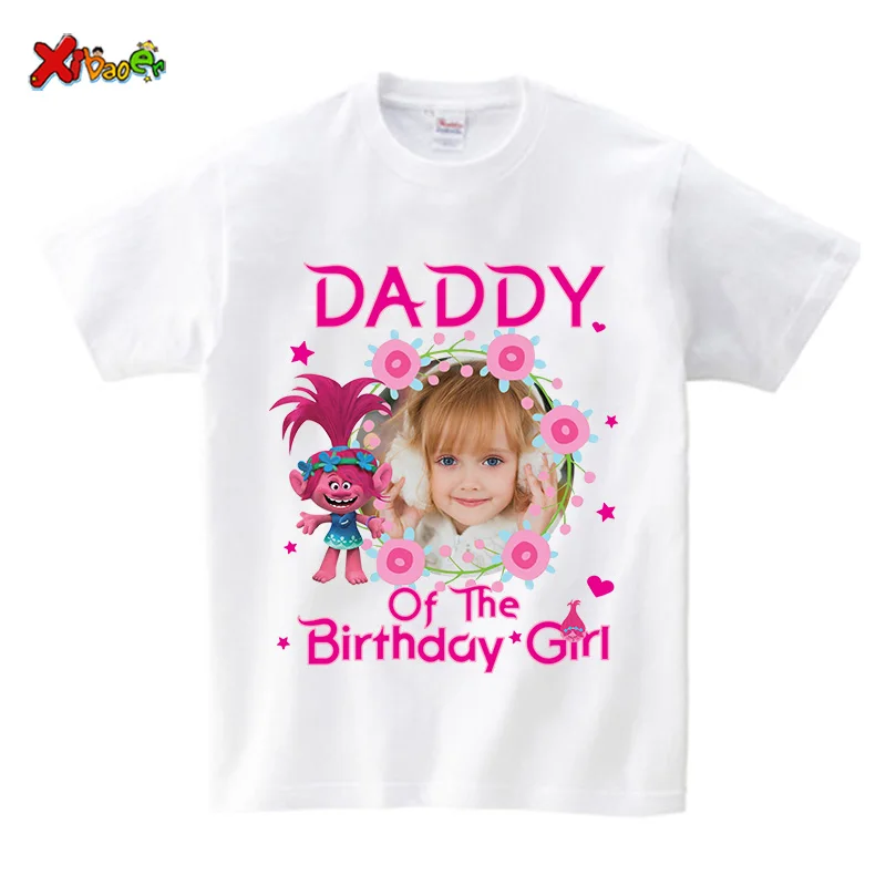 Birthday Tshirts for Family Matching Outfits Girl T Shirt Shirt Birthday Party Clothing Outfit Personalized Name Photo Shirt 3rd