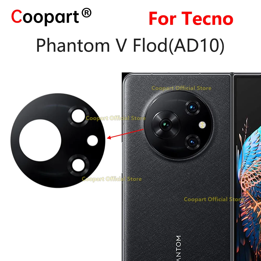Coopart Rear Back Camera Glass Lens Cover For Tecno Phantom V Fold Replacement With Adhesive Sticker AD10
