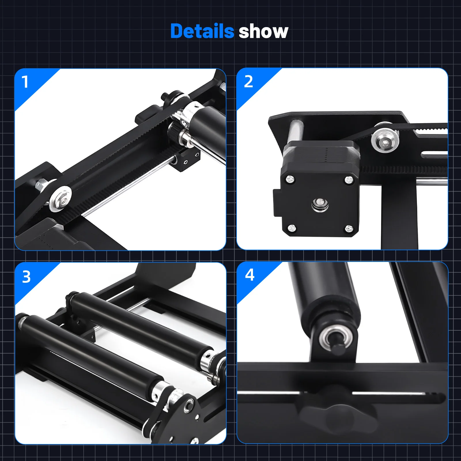 Laser Rotary Roller Laser Model Unobstructed Design 360° Rotation For Engraver 3D Printer Aluminum Y-axis Rotary Module