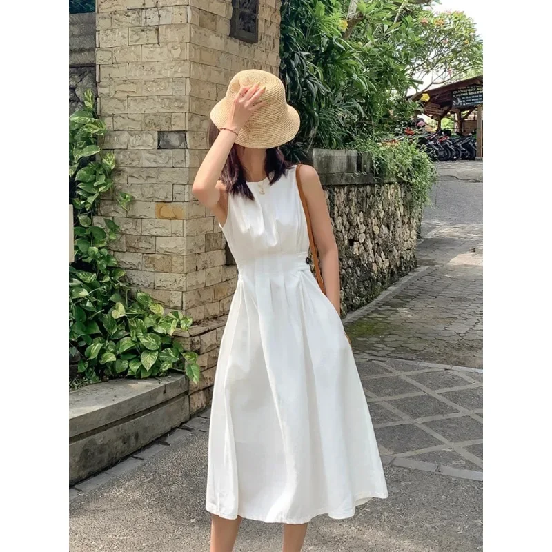 

New Summer Women Slim Comfortable Fashion Tide Designer Runway Chic Casual White Dress Elegant Work Office Lady Female Dress