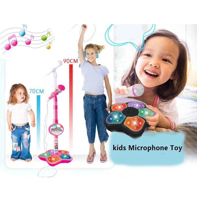 

1Set Five Lights Super Cool Design Kids Microphone With Stand Karaoke Song Music Instrument Brain-Training Tool
