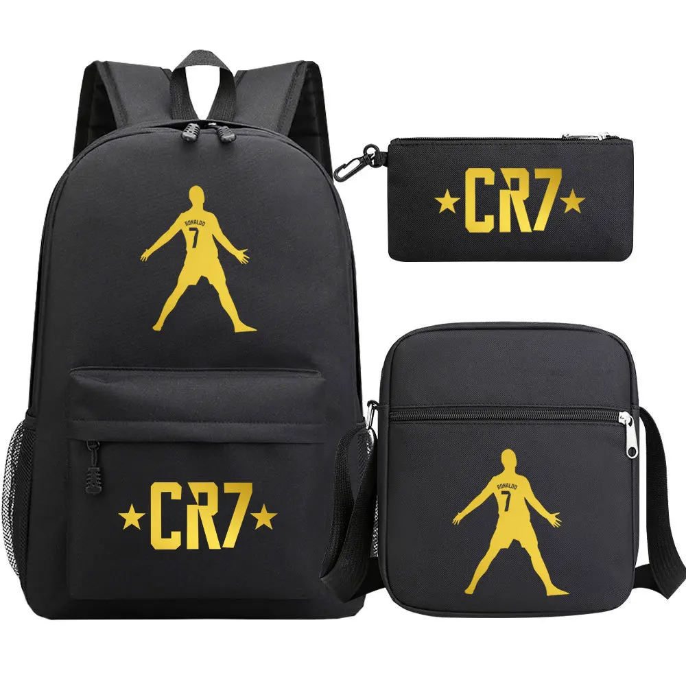 Football Ronaldo CR7 Backpack 3pcs/set School Bags for Girls Boy Laptop Travel Knapsack Women Rucksack Shoulder Bags Pen Case