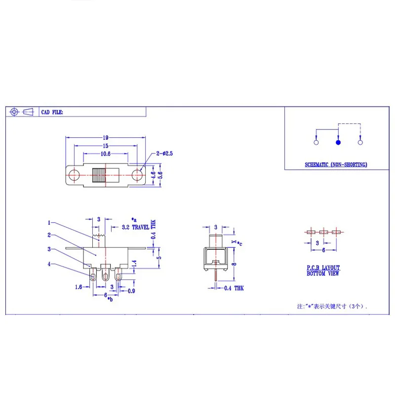 5pcs SS-12F15 2-speed toggle switch 3pin 2-speed straight handle Vertical electronic toy sliding switch environmental protection