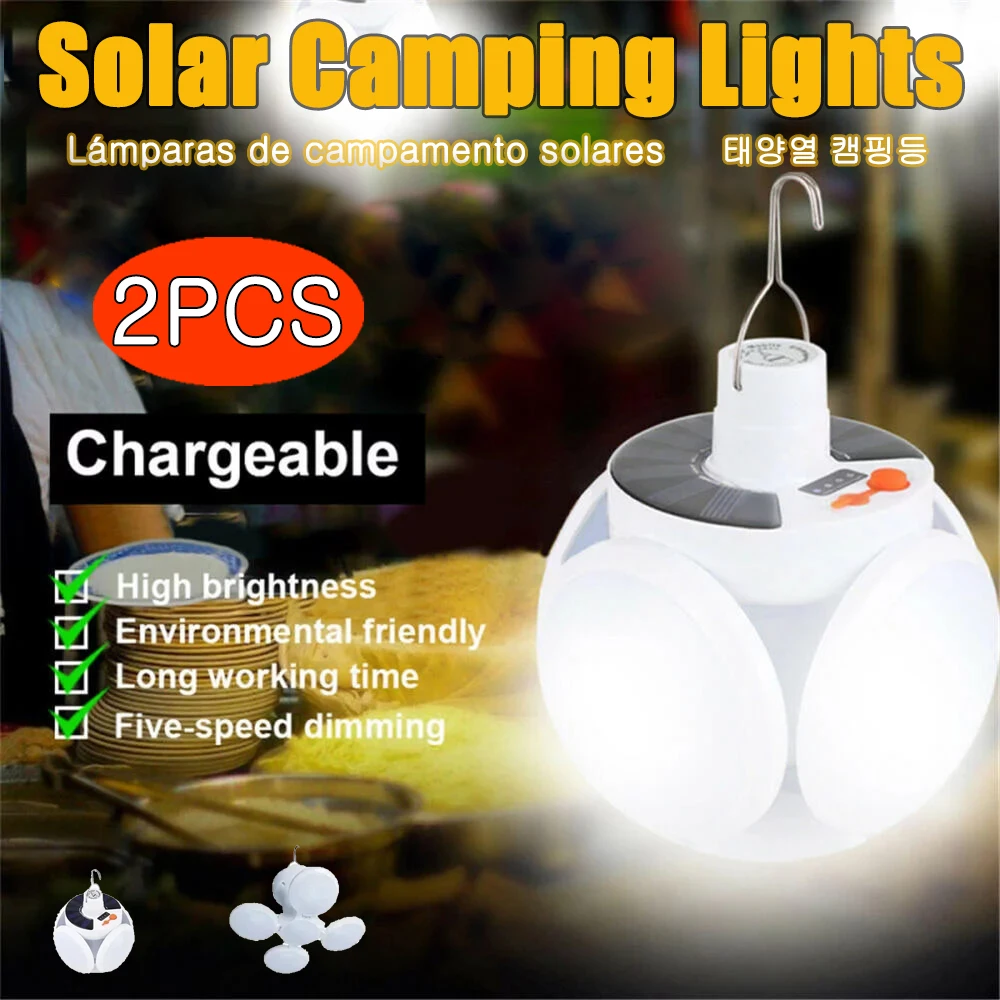 Solar Energy Camping Lamp 5 Modes SOS Waterproof USB Rechargeable LED Remote Control Foldable Lantern Portable Emergency Lamp