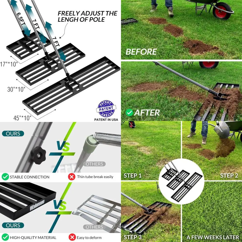 

Heavy-Duty 45 x 10 Lawn Leveling Rake for Efficient Yard Soil and Sand Leveling
