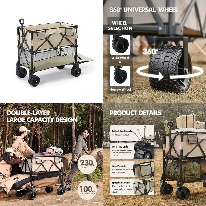 Garden Multifunctional Stainless Steel Folding Camper Double Layer Portable Tools
