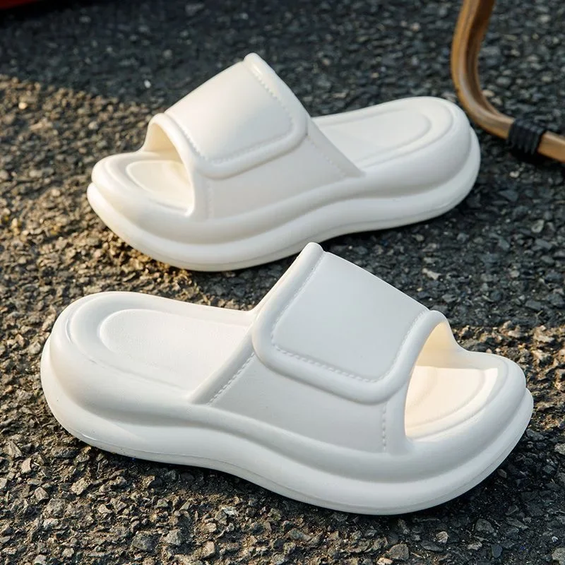 Solid Color Chunky Wave Platform Slippers Woman Summer 2026 Outdoor Anti Slip Beach Slides Ladies Height Increaseing Slippers image 3