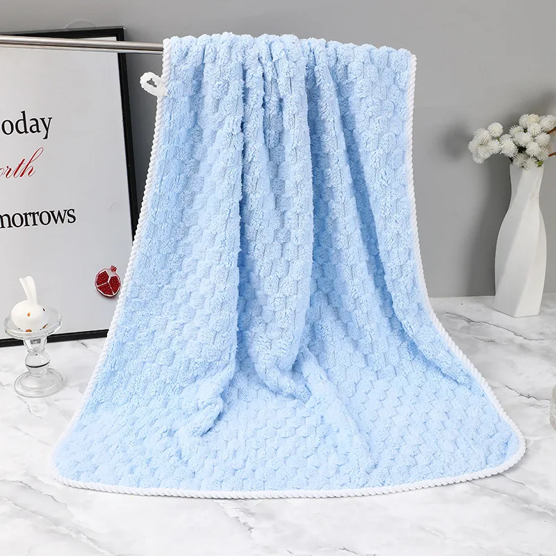 1 pcs  Soft Thickened Coral Fleece Face Towel  Water Absorption and Quick Drying Solid Color Hand Towel For Bathroom