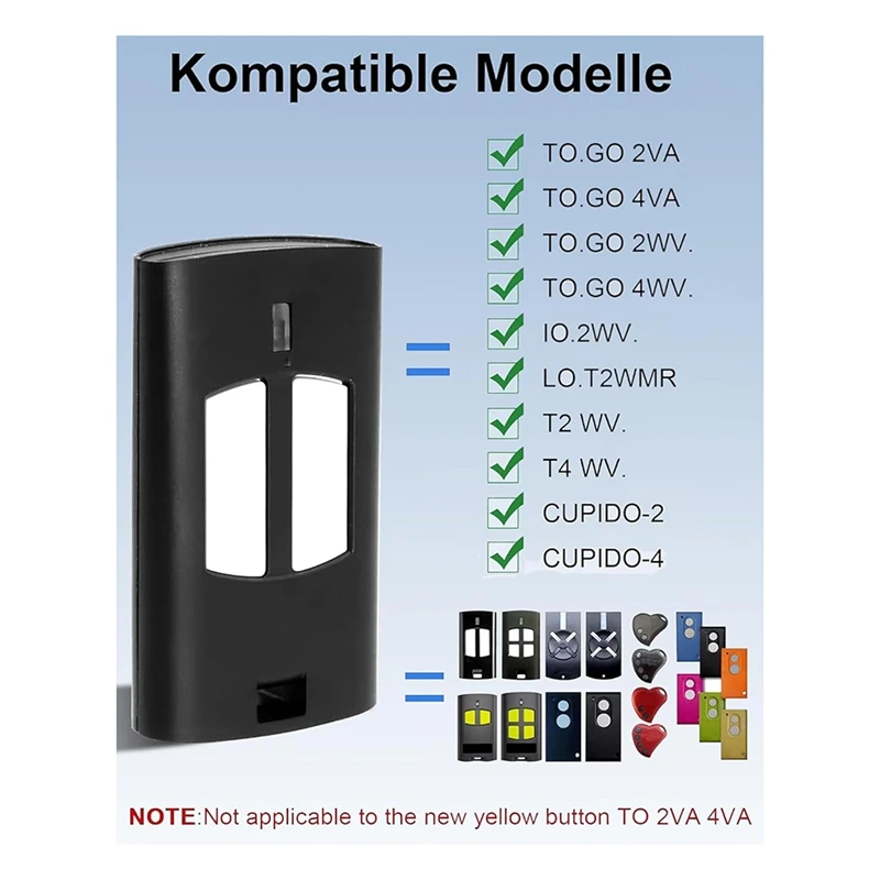 433Mhz Garage Door Opener Remote Control For Beninca To.GO 2VA/4VA, To.GO 2WV/4WV, IO.2WV LO.T2WMR, T2 WV, T4 WV