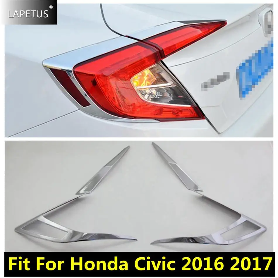 

Car Rear Trunk Tail Lights Lamps Eyelid Eyebrow Molding Decor Cover Trim For Honda Civic 2016 2017 Chrome Exterior Accessories