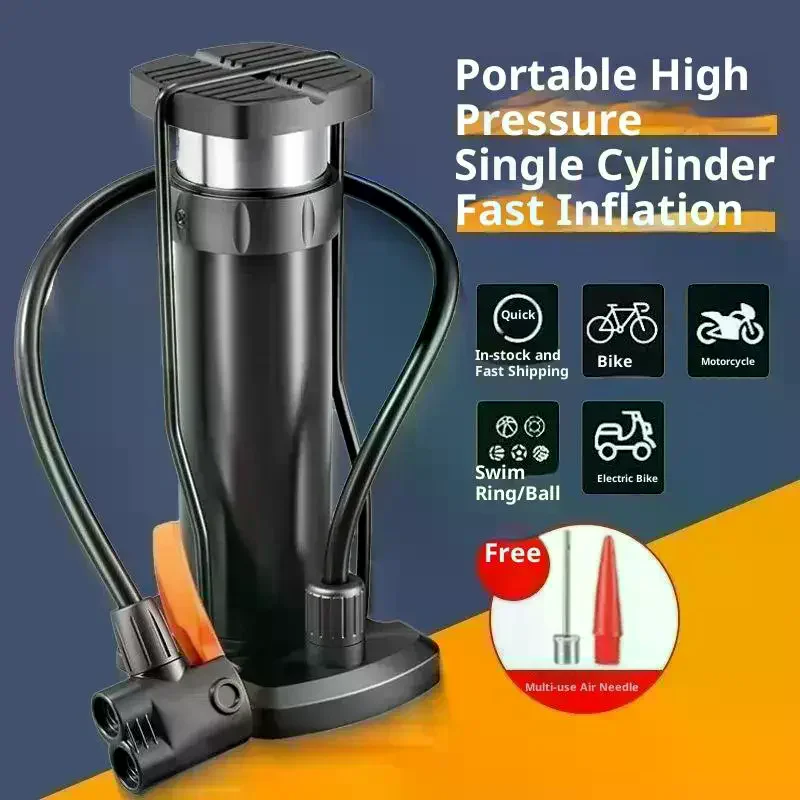 Folding Foot Pedal Multifunctional Inflation Pump Easy Carry Foot Stomp Portable Aluminum Alloy Bicycle Motorcycle Inflator Pump