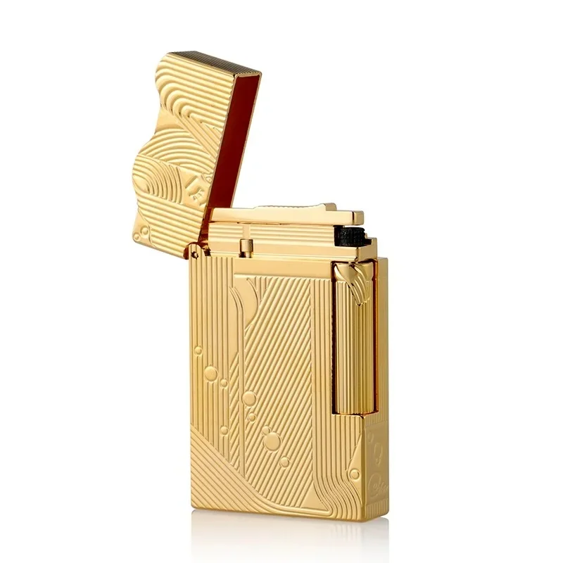 Golden Sleeping Mermaid Pattern Retro Kerosene Lighter Cigarette Lighter Classic Sound Metal Lighter Men\'s Father Gift With box