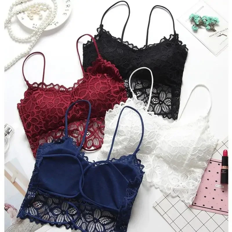 

New Arrivals Women Push Up Wireless Sexy Lace Bra Crop Top Elastic Bralette Underwear Lingerie Full Cup