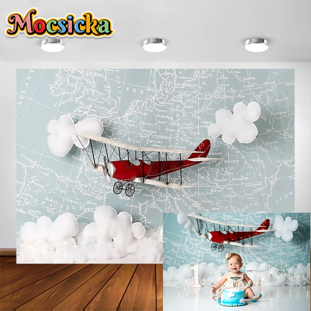 

Birthday Party Backdrop Little Boy Pilot Baby Shower Decorations Supplies Background Newborn Baby Photography Backdrops