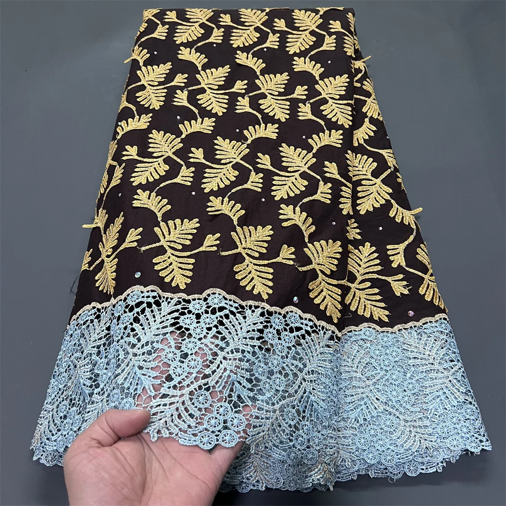 

Высококачественное африканское нигерийское кружево из тюля для пошива платьев, дамасское, роскошное, хлопковое, для свадеб и торжеств, hz1401, 5 ярдов