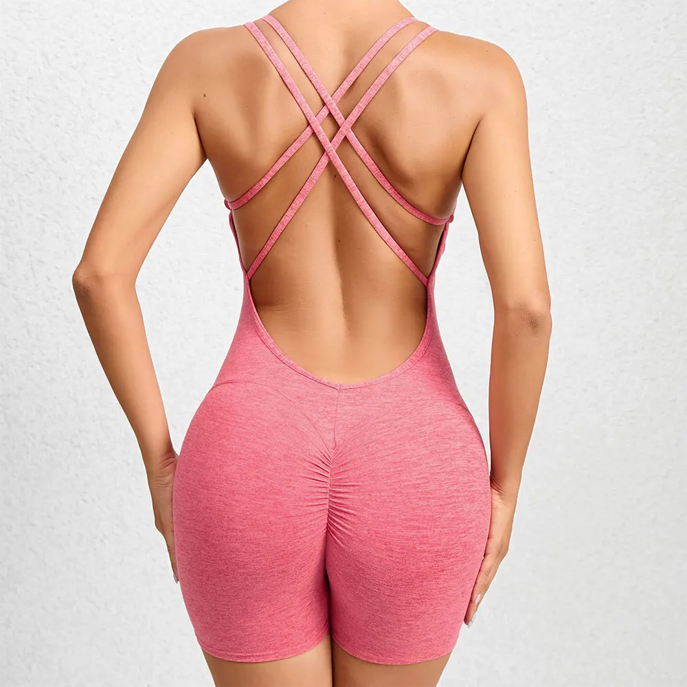 

Yoga Suit One Piece Sports Set Women Short Gym Set Training Sexy Rompers Sleeveless Workout Jumpsuit Female Gym Bodysuits Women