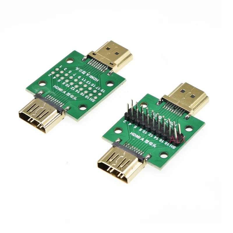 1pcs HDMI Male and Female Test Board MINI Connector with Board PCB 2.54mm pitch 19/20pin DP HD A Female To Male Adapter Board