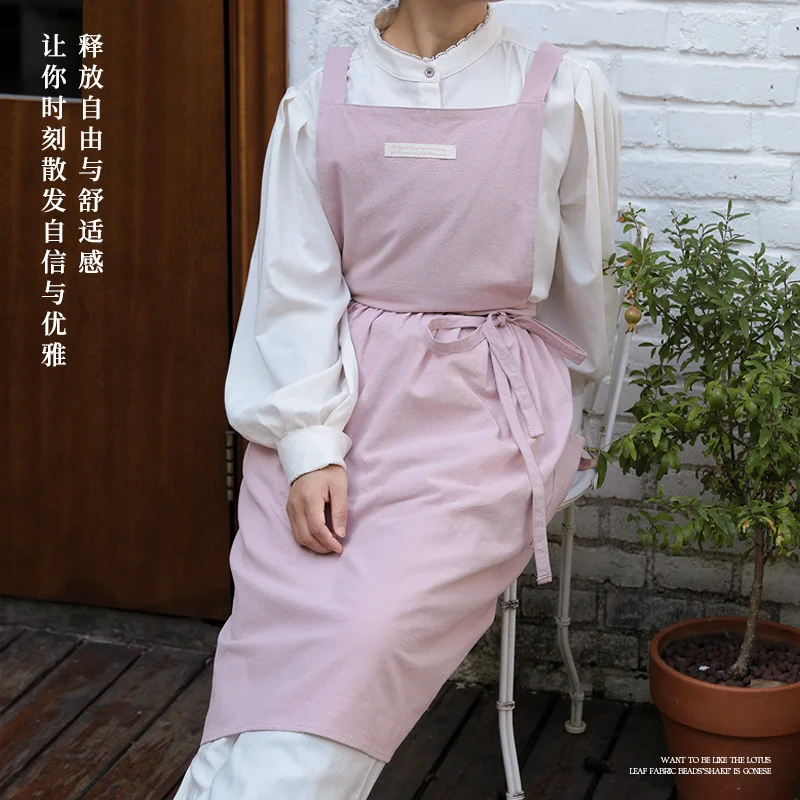 Elegant Nordic Wind Pleated Skirt Cotton Linen Apron Coffee Shops and Flower Shops Work Cleaning Garden Home Aprons for Woman H2