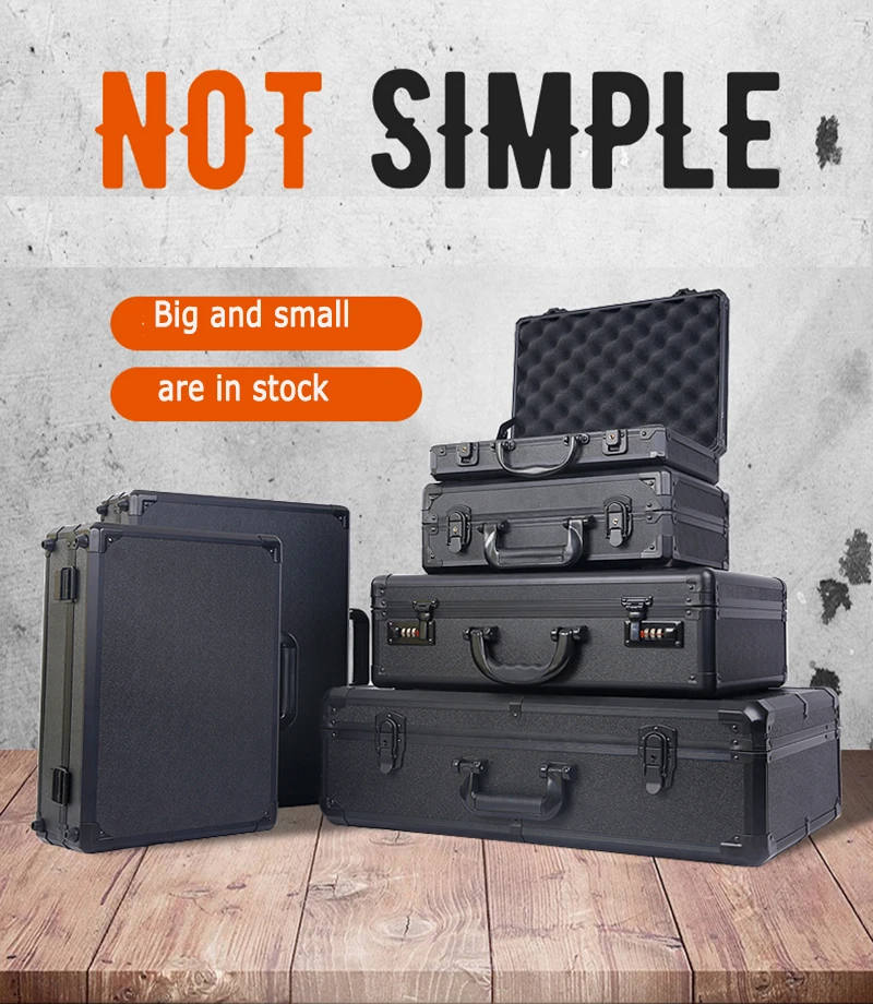 Imagem -05 - Anti-queda Matte Aluminum Protective Case para Equipamento de Fotografia Tamanho Grande Preto Sq043a