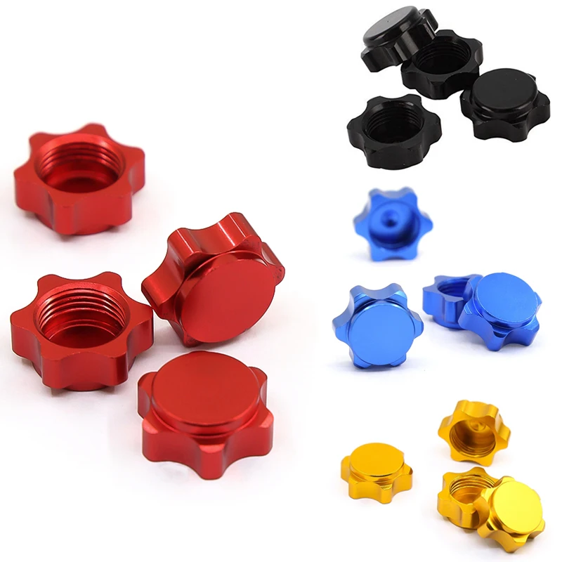 4Pcs Aluminum Wheel Hub Cover Anti-Dust Cover 17Mm Hex Nut For 1/8 RC Car