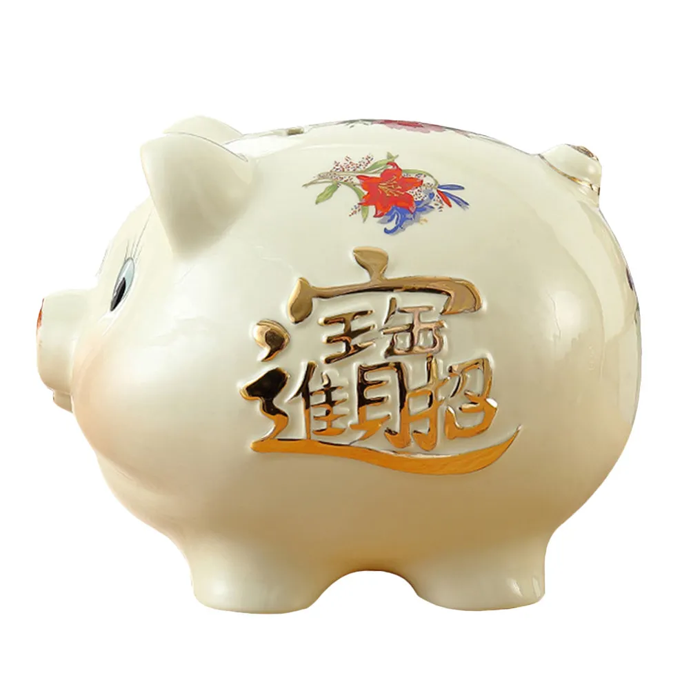 Premium Ceramic Piggy Bank Pig Shape Coin Jar Ornament for Home Decoration Kids Savings Habit Training Festive Unique Gift Idea