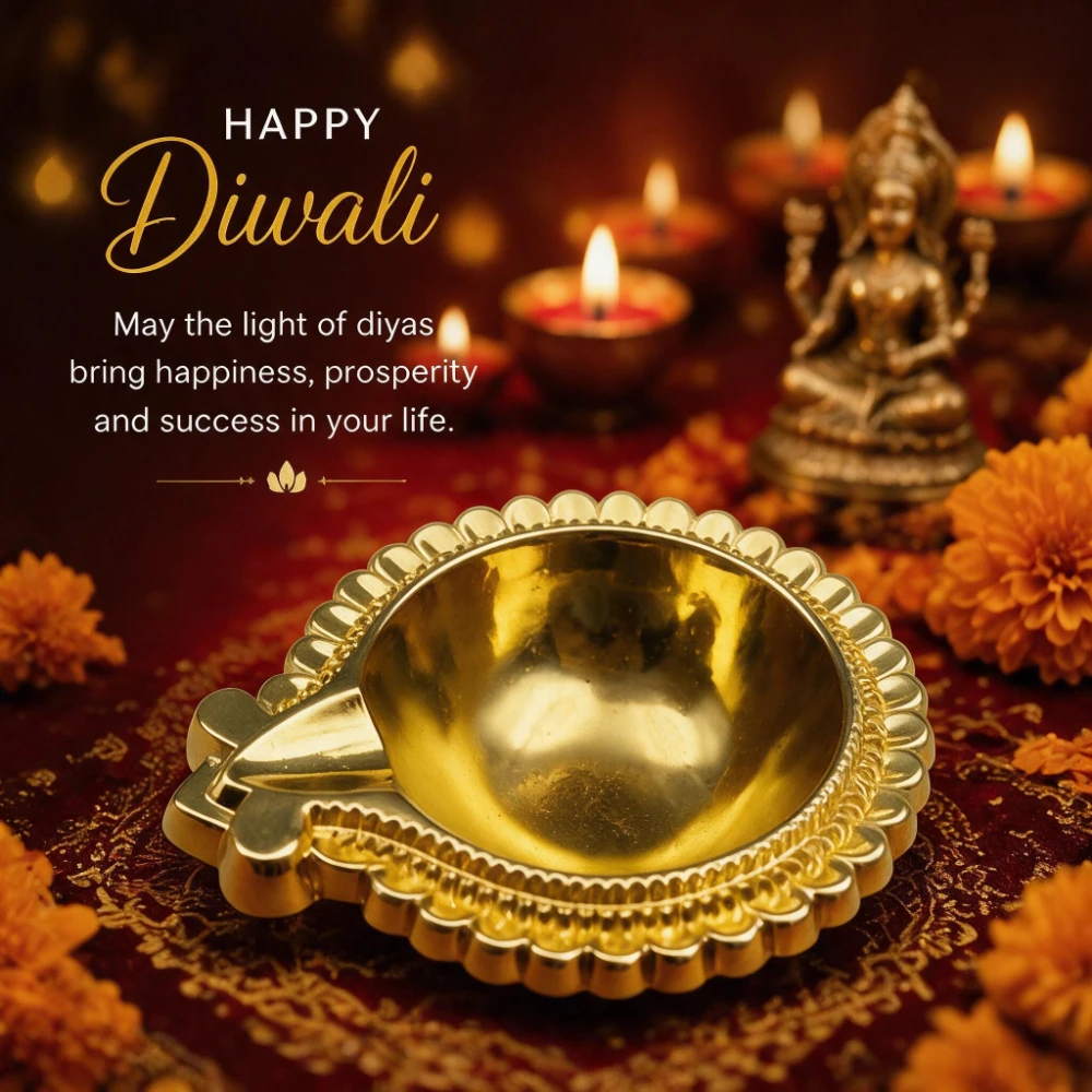 Elegant Scalloped Gold Diya Lamp 5.5cm Lightweight Zinc Alloy Deepak Mirror Finish Pooja Oil Light for Daily Hindu Worship