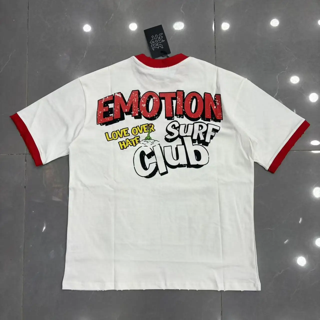 New MIXED-EMOTION Rhinestone cartoon printed pattern 100% cotton Men Women T-shirt Loose casual Shinning Diamond Tees Oversized Top
