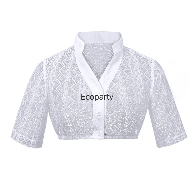 New Women Bavarian Oktoberfest Costume Top Sexy Lace Hollow Out Sheer Dirndl Costumes Traditional Beer Festival Party Crop Tops - Image 3