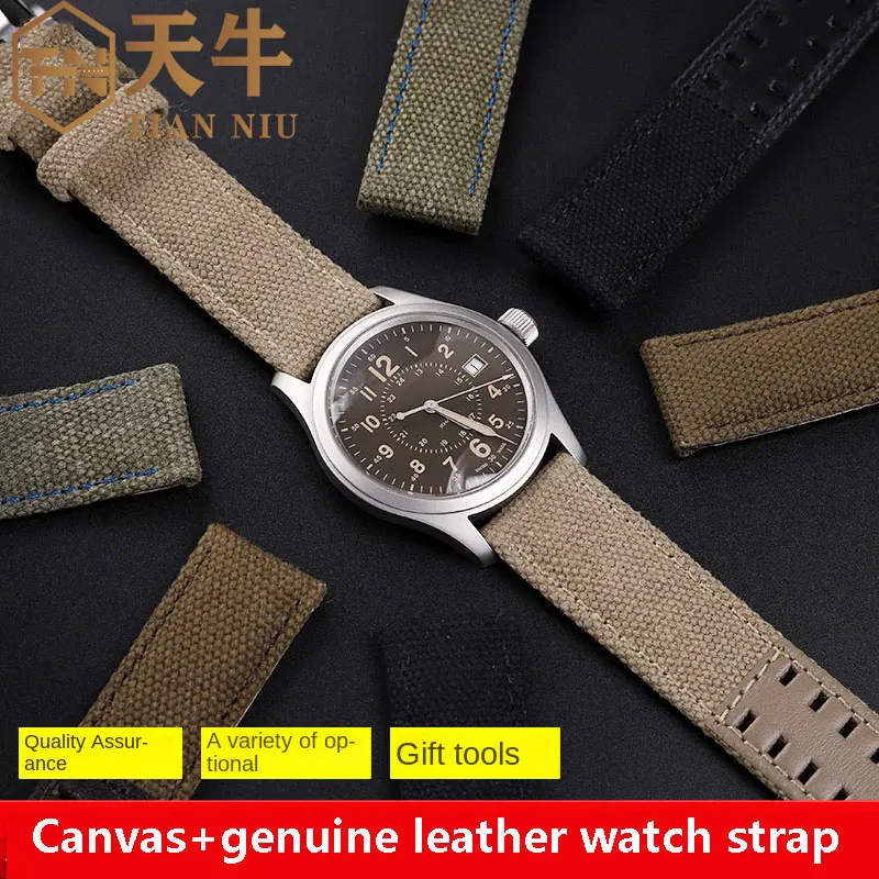 20mm 22mm Nylon +cowhide  bracelet  Men Watch Band  For Hamilton Khaki Field Watch H760250/H77616533 /H70605963 H68201993 Strap