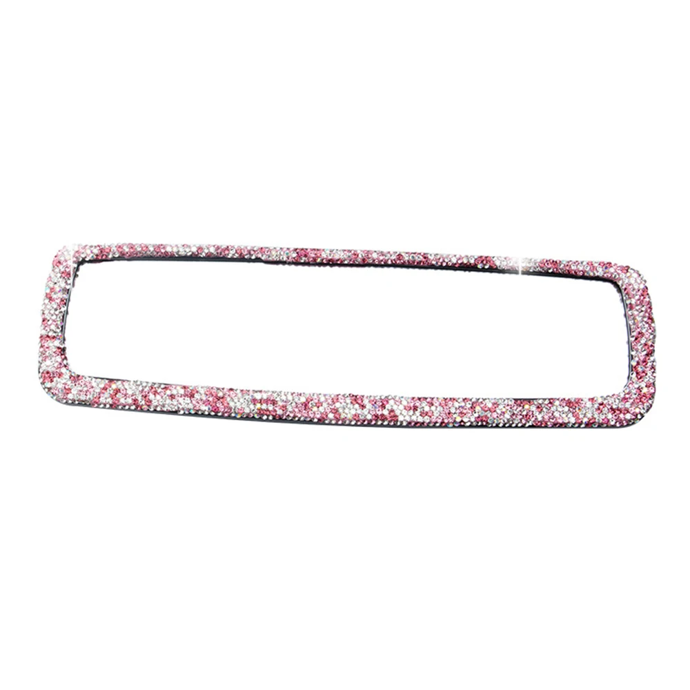 Bling Crystal Car Interior Rearview Mirror Decor Rhinestone Diamond Rear View Mirror Cover Bling Car Accessories for Women