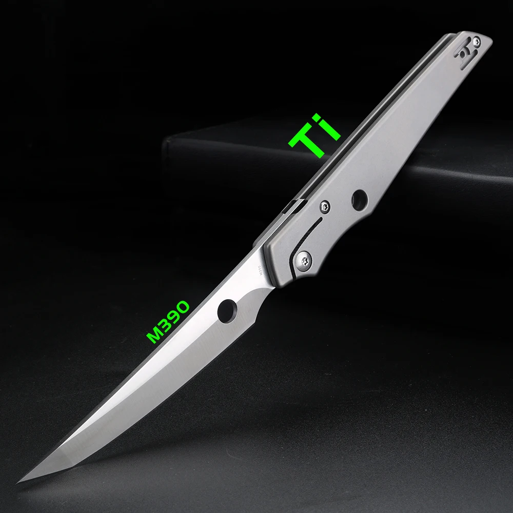 

Titanium alloy handle folding knife M390 blade fruit knife high hardness pocket knife