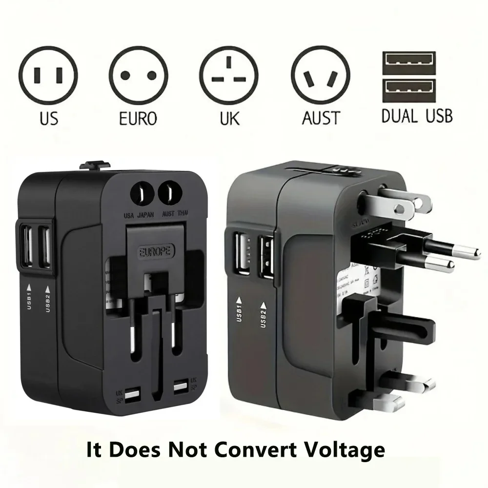 Universal Worldwide Travel Adapter Multi Plug Outlet USB Type C Socket Multi Ports Wall Adapter For EU/UK/USA Cell Phone Charger
