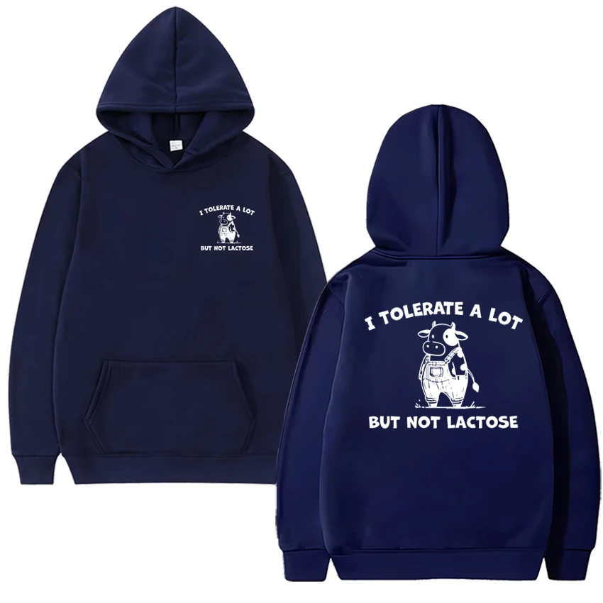 2025 New Funny Humor I Tolerate A Lot But Not Lactose Hoodie Unisex Cute Cow Meme pullover Men women Fleece Casual Sweatshirt