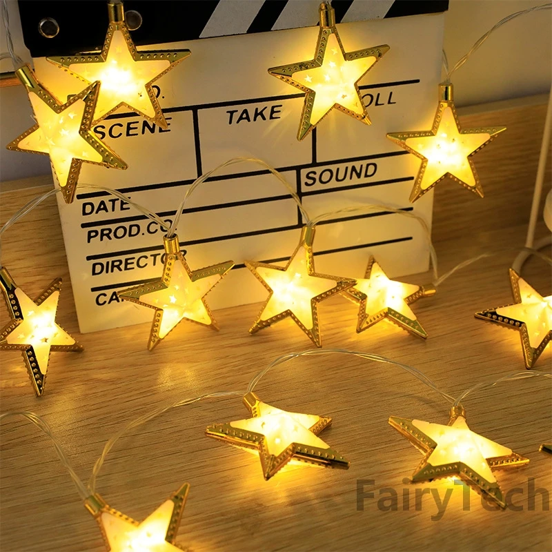 10led Eid Mubarak Star Moon Led String Fairy Lights Ramadan Kareem Decoration for Home Islamic Muslim Festival Party Supplies