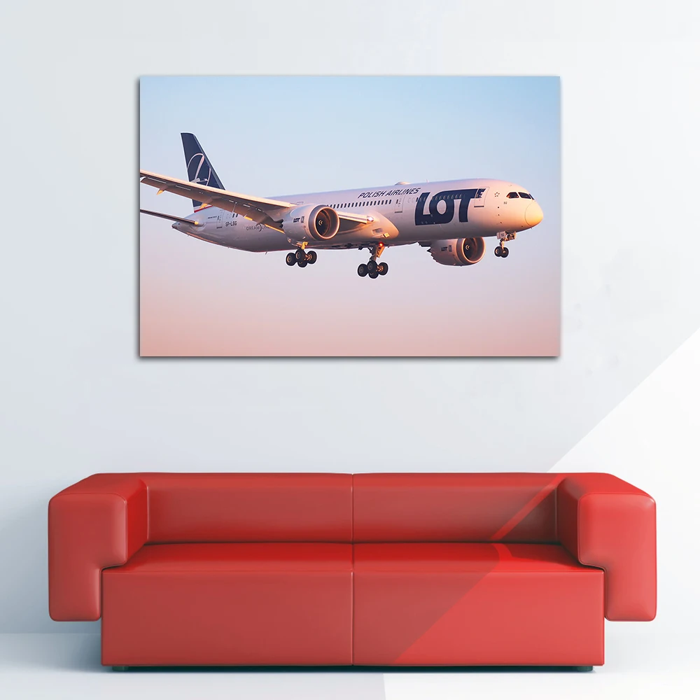 Boeing 787-9 Passenger Airplane Canvas Painting Wall Art Airliner Poster & Print Wall Mural Home Room Decor Items Illustration