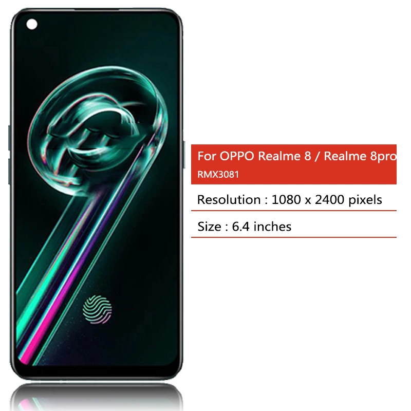 6.4 "super amoled para oppo realme 8 4g rmx3085 tela lcd + painel de toque digitador para realme8 pro 8pro tela lcd