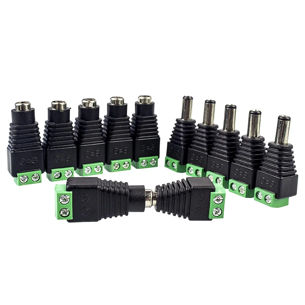 5 paar mannelijke en vrouwelijke lasvrije DC-stekker 5,5 * 2,1 mm lasvrije DC vrouwelijke kop groene terminal monitoring stekker push-but