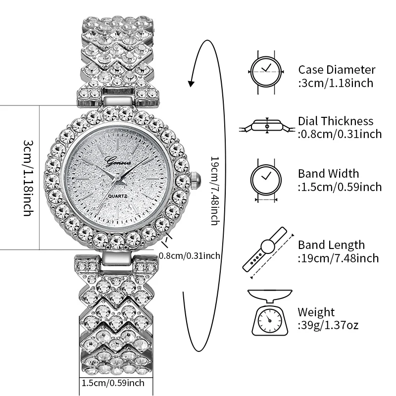ساعة كوارتز نسائية ماسية بالكامل ، سوار سوار تناظري ، أزياء السيدات